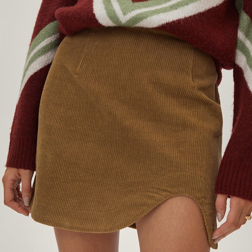 Nasty Gal Olive Corduroy Mini Skirt